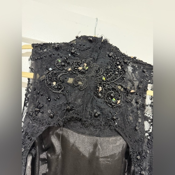 Claudine for Alyce 2054 Black Beaded Lace Gown‎ Mermaid Dress Size 4 - Picture 8 of 11